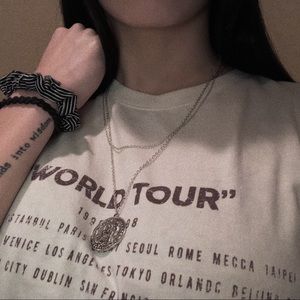 layered silver coin pendant necklace